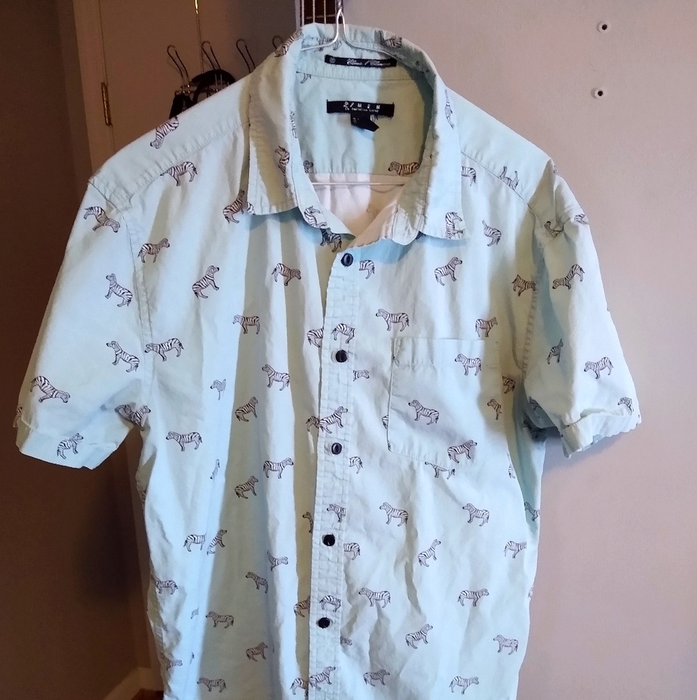21 Men Zebra Patterned Button Down